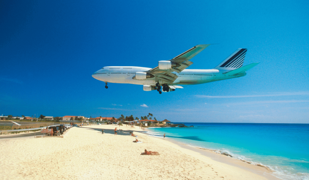 Maho Beach - A unique beach where planes fly low over the sand.