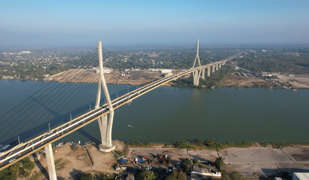 The striking Tampico bridge, a modern architectural marvel, connecting the city with its impressive span across the water.
